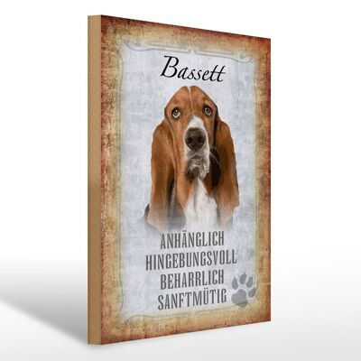 Cartello in legno con scritta "Regalo cane Bassett" 30x40 cm