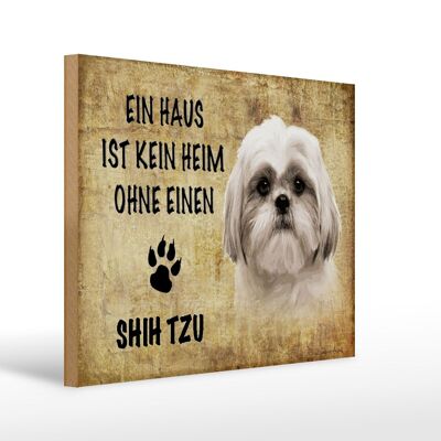 Letrero de madera que dice Regalo perro Shih Tzu 40x30cm