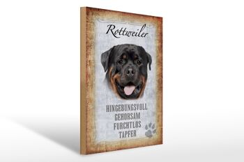 Panneau en bois disant cadeau pour chien Rottweiler 30x40cm 1