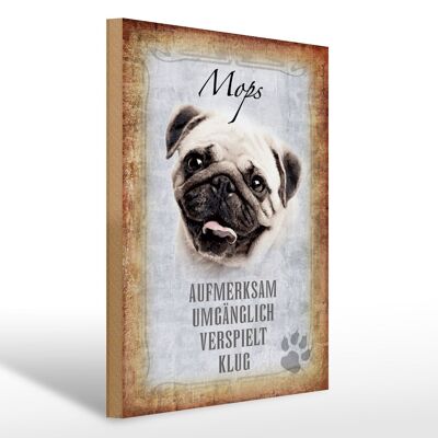 Holzschild Spruch 30x40cm Mops Hund Geschenk