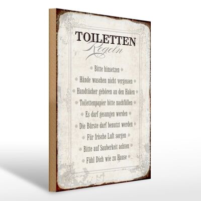 Holzschild Spruch 30x40cm Toiletten Regeln Haus Geschenk