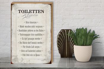 Panneau en bois indiquant les règles des toilettes, 30x40cm, cadeau maison 3