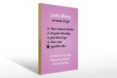 Holzschild Spruch 30x40cm Liebe Mama ich danke Geschenk