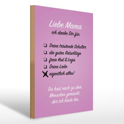 Holzschild Spruch 30x40cm Liebe Mama ich danke Geschenk