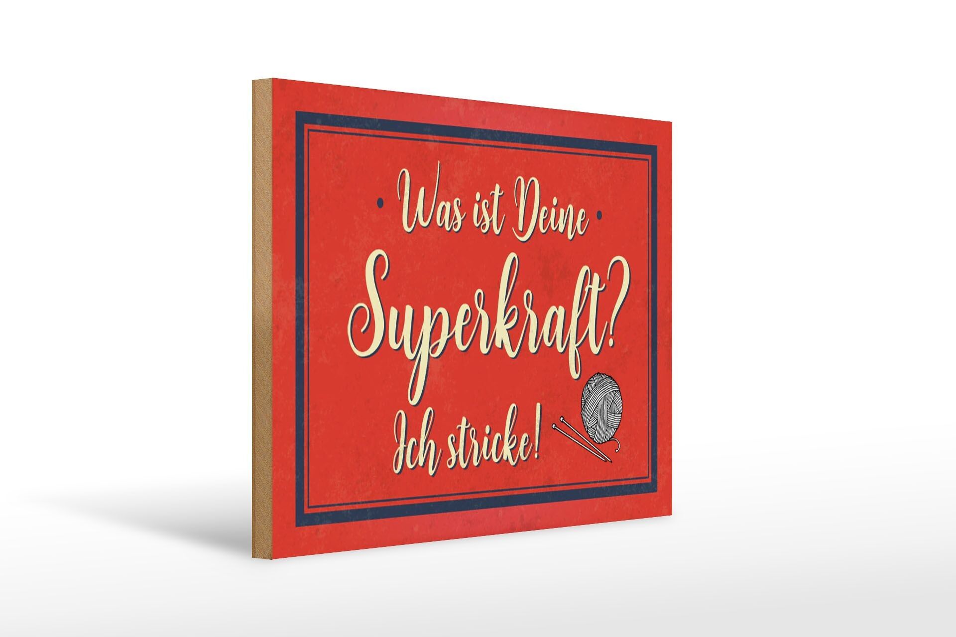 Cartel de madera que dice 40x30cm cuál es tu superpoder que tejo