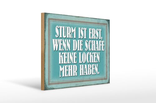 Holzschild Spruch 40x30cm Sturm wenn Schafe keine Locken