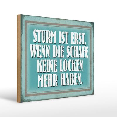 Holzschild Spruch 40x30cm Sturm wenn Schafe keine Locken