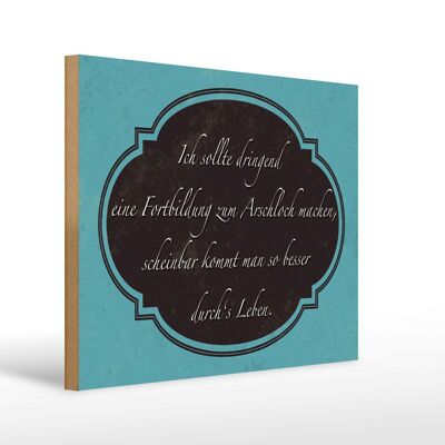 Holzschild Spruch 40x30cm ich Fortbildung zum Arschloch