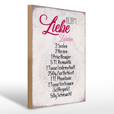 Holzschild Spruch 30x40cm Rezept Liebe Zutaten Geschenk