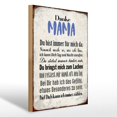 Holzschild Spruch 30x40cm Danke Mama du bist für mich da