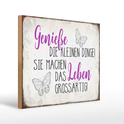 Holzschild Spruch 40x30cm genieße kleine dinge das Leben