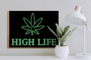 Panneau en bois indiquant 30x40cm High Life Cannabis 3