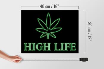 Panneau en bois indiquant 30x40cm High Life Cannabis 4