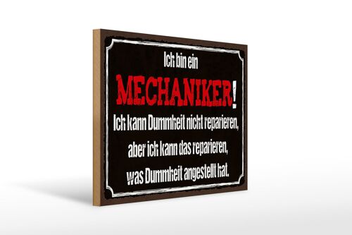 Holzschild Spruch 40x30cm bin Mechaniker kann reparieren