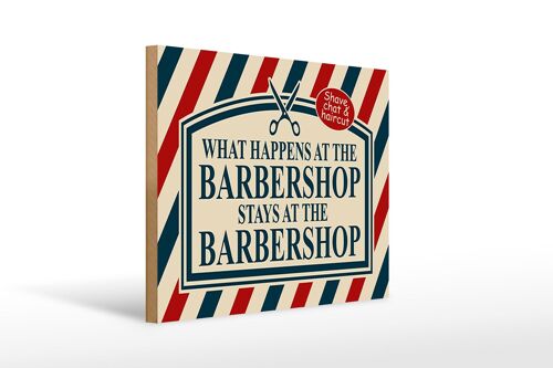 Holzschild Spruch 40x30cm what happens at the Barbershop