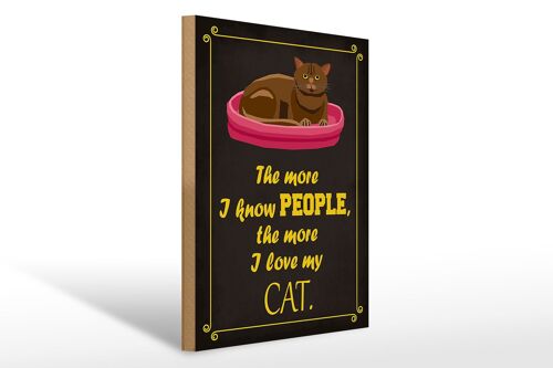 Holzschild Spruch 30x40cm Katze i love my CAT Geschenk