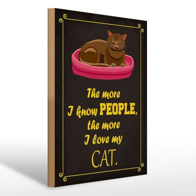 Holzschild Spruch 30x40cm Katze i love my CAT Geschenk