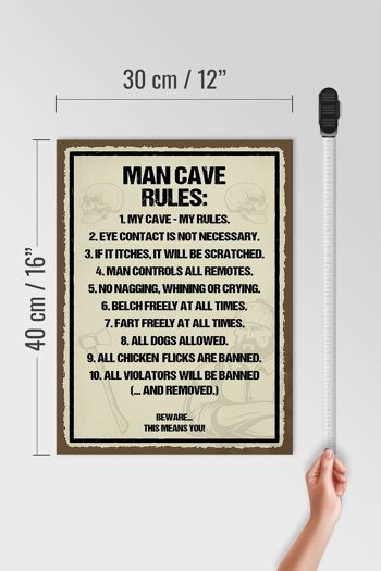 Panneau en bois disant 30x40cm Man Cave Rules ma grotte mes règles 4