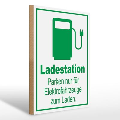 Holzschild Parken 30x40cm Ladestation nur Elektrofahrzeuge