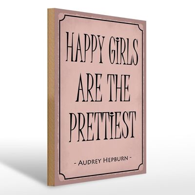 Holzschild Spruch 30x40cm happy girls are the prettiest