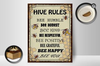 Panneau en bois disant 30x40cm Les règles de la ruche abeille humble honnête 2