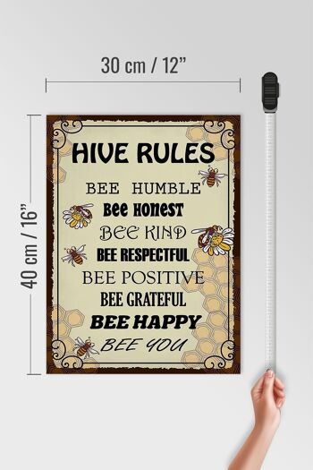 Panneau en bois disant 30x40cm Les règles de la ruche abeille humble honnête 4