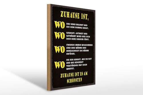 Holzschild Spruch 30x40cm Zuhause ist wo Leben und Liebe