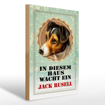 Holzschild Hund 30x40cm in diesem Haus wacht Jack Russel