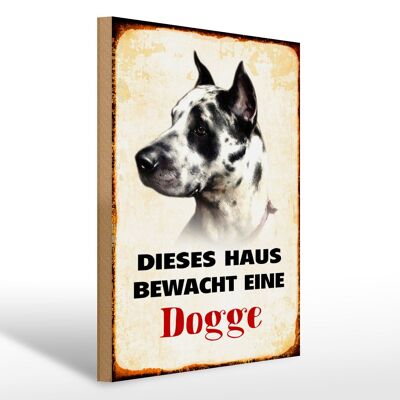 Holzschild Hund 30x40cm dieses Haus bewacht eine Dogge