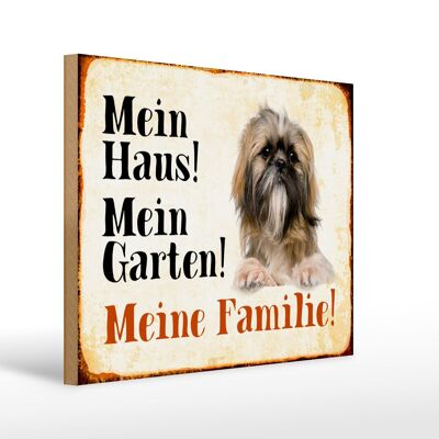 Holzschild Hund 40x30cm Pekinese mein Haus Garten Familie