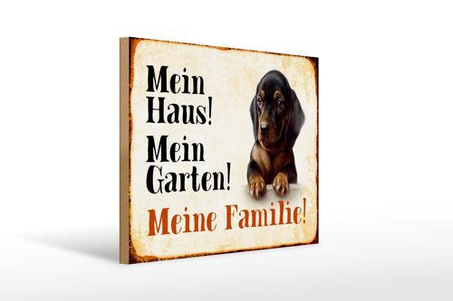 Holzschild Hund 40x30cm Dackel mein Haus Garten Familie