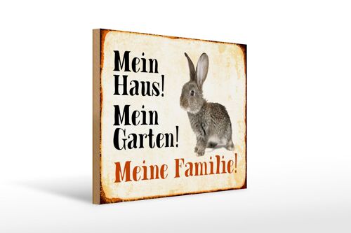 Holzschild Tiere 40x30cm Hase mein Haus Garten Familie