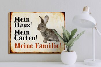 Panneau en bois animaux 40x30cm lapin ma maison jardin famille 3