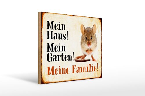 Holzschild Tiere 40x30cm Maus mein Haus Garten Familie