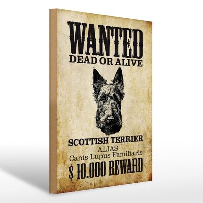 Cartel de madera perro 30x40cm buscado Scottish Terrier