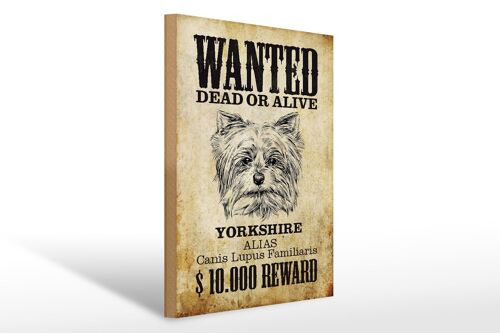 Holzschild Hund 30x40cm wanted dead Yorkshire Geschenk