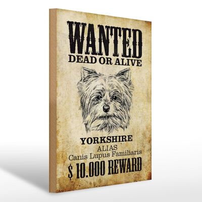 Holzschild Hund 30x40cm wanted dead Yorkshire Geschenk