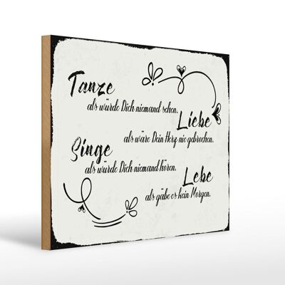 Cartello in legno con scritta 40x30 cm balla amore canta dal vivo come se lo fosse