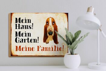 Panneau en bois chien 40x30cm Bassett ma maison jardin famille 3