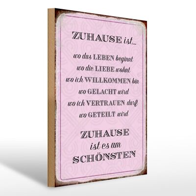 Holzschild Spruch 30x40cm Zuhause ist es am schönsten