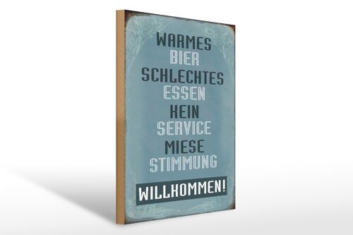 Holzschild Spruch 30x40cm warmes Bier schlechtes Essen