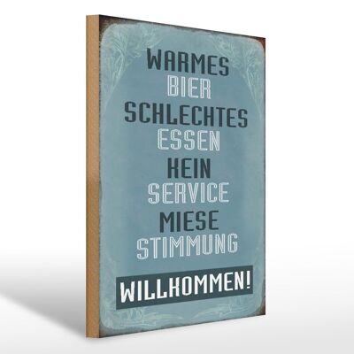 Holzschild Spruch 30x40cm warmes Bier schlechtes Essen