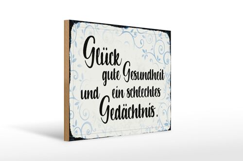 Holzschild Spruch 40x30cm Glück gute Gesundheit Geschenk