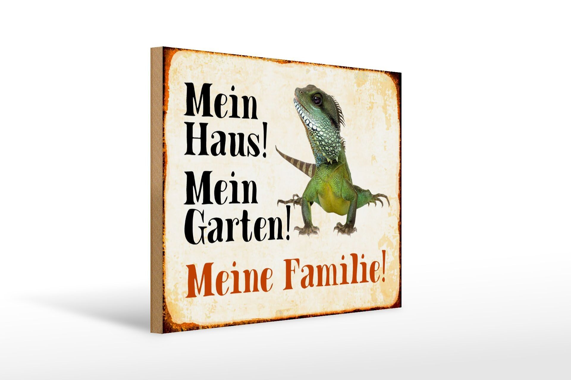 Cartello in legno rettili 40x30 cm camaleonte il mio giardino di casa