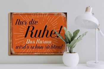 Panneau en bois disant 40x30cm juste la paix le cadeau karma 3