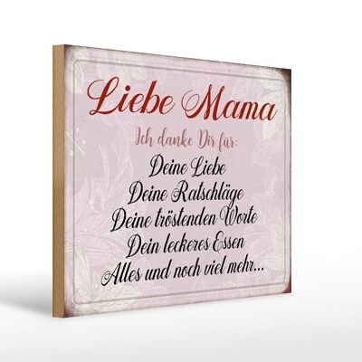 Holzschild Spruch 40x30cm liebe Mama ich danke dir Liebe