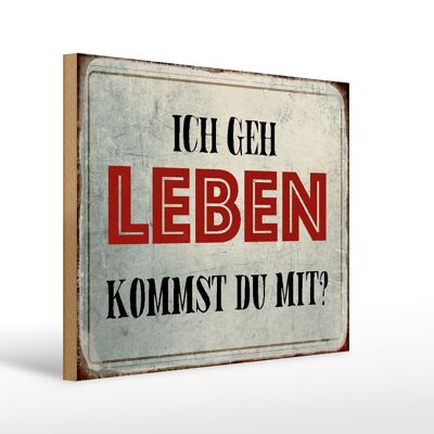 Holzschild Spruch 40x30cm geh leben kommst du mit Retro