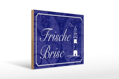 Holzschild Spruch 40x30cm Frische Brise Meer Leuchtturm