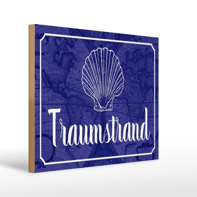 Holzschild Spruch 40x30cm Traumstrand Meer Urlaub