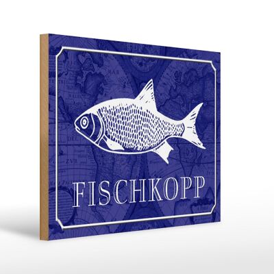 Cartello in legno con scritta "Regalo di pesce Fischkopp" 40x30 cm